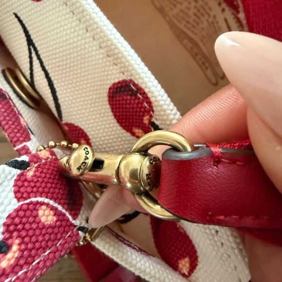 Coach Red Cherry Print cargo Tote - Picture 6 of 7